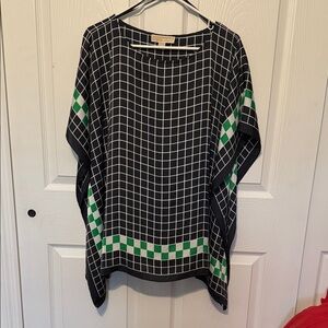 Michael Kors Blue  and Green Checkered Women's Top